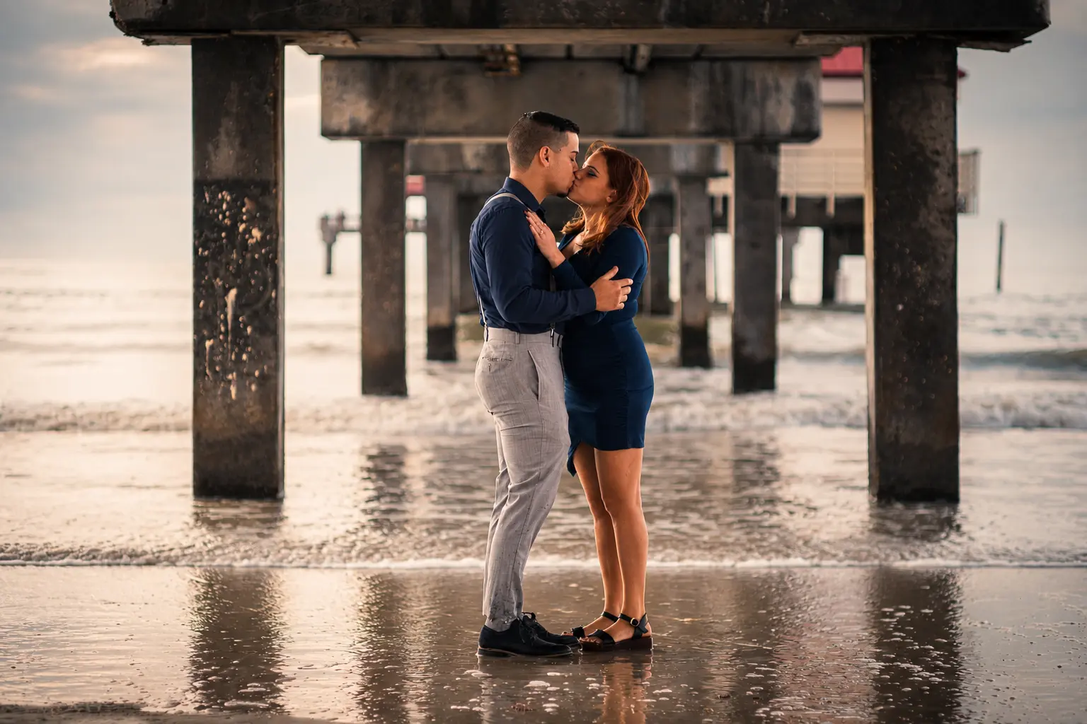 Ken bridge photo — scenic engagement portrait
